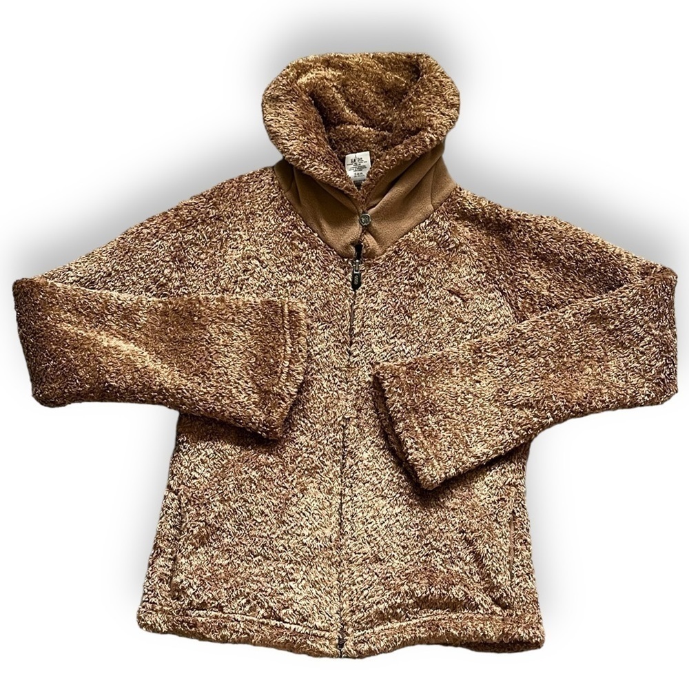 Patagonia Synchilla Curly Q Jacket Full Zip Shawl Collar Bell Sleeves Tan Medium
